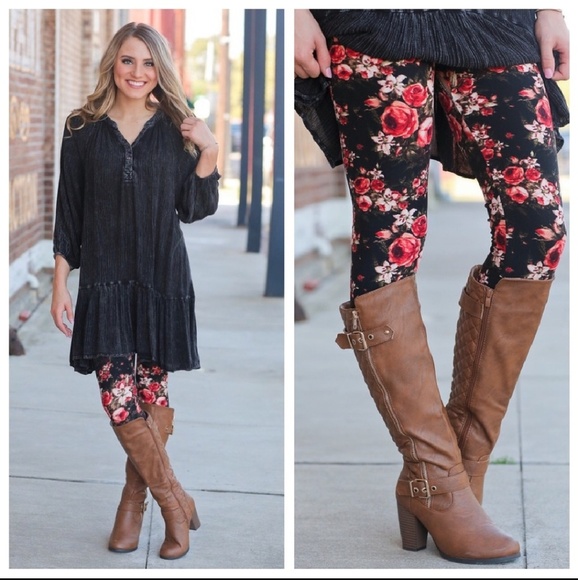 Butter Soft knit floral print leggings - Picture 2 of 7